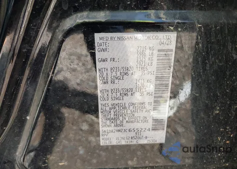 2018 Nissan Pathfinder Sl z USA, uszkodzony, nr VIN 5N1DR2MM2JC655224